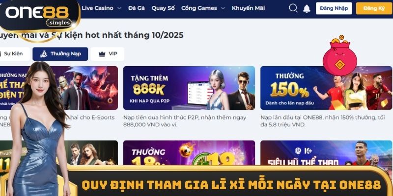 Quy định tham gia sự kiện lì xì mỗi ngày tại One88 
